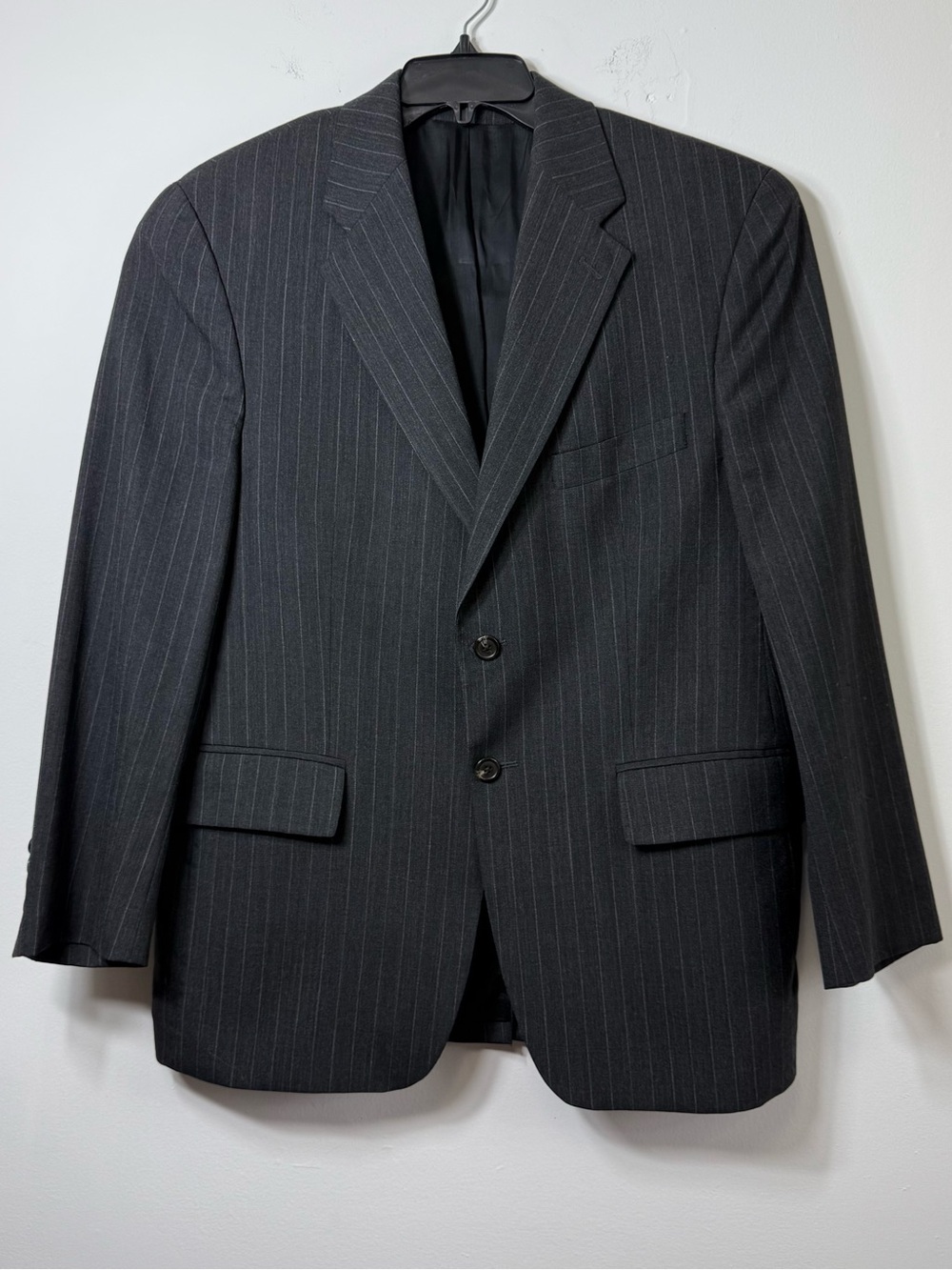 Vintage Chaps Ralph Lauren Pure Wool Pinstripe Blazer Dark Grey Size 40S